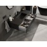 Mexen Rivel meuble de salle de bains 120 cm avec lavabo Otis, 1 tiroir, rainuré, noir mat - 91A20-12023-1-BF71-W18M71