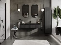 Mexen Rivel meuble de salle de bain 120 cm avec lavabo Vela, 1 tiroir, rainuré, noir mat - 91A20-12023-1-BF71-W23M71