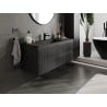 Mexen Rivel meuble de salle de bain 120 cm avec lavabo Otis, 2 tiroirs, rainuré, noir mat - 91A20-12047-2-BFF71-W18M71