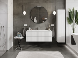 Mexen Rivel meuble de salle de bain 120 cm avec lavabo Vela, 2 tiroirs, rainuré, blanc mat - 91A20-12047-2-BFF01-W23M01