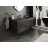 Mexen Rivel armoire de salle de bain 120 cm avec lavabo Vela, 2 tiroirs, cannelée, noir mat - 91A20-12047-2-BFF71-W23M71