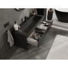 Mexen Rivel meuble de salle de bain 120 cm avec lavabo Vela, 2 tiroirs, rainuré, noir mat - 91A20-12047-2-BFF71-W23M71
