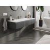 Mexen Rivel meuble de salle de bain 140 cm avec lavabo Vela, 1 tiroir, rainuré, graphite mat/blanc mat -