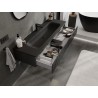Mexen Rivel armoire de salle de bain 140 cm avec lavabo Vela, 1 tiroir, rainuré, noir mat - 91A20-14023-1-BF71-W23M71