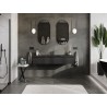 Mexen Rivel meuble de salle de bain 140 cm avec lave-mains Otis, 1 tiroir, rainuré, noir mat - 91A20-14023-1-BF71-W18M71