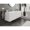 Mexen Rivel meuble de salle de bain 140 cm avec lavabo Otis, 2 tiroirs, rainuré, blanc mat - 91A20-14047-2-BFF01-W18M01