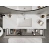 Mexen Rivel meuble de salle de bain 140 cm avec lavabo Otis, 2 tiroirs, rainuré, blanc mat - 91A20-14047-2-BFF01-W18M01