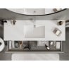 Mexen Rivel armoire de salle de bains 140 cm avec lavabo Otis, 2 tiroirs, rainurée, gris mat/blanc mat -