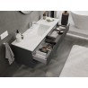 Mexen Rivel meuble de salle de bain 140 cm avec lavabo Otis, 2 tiroirs, rainuré, graphite mat/blanc mat -