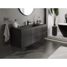 Mexen Rivel meuble de salle de bain 140 cm avec lavabo Otis, 2 tiroirs, rainuré, noir mat - 91A20-14047-2-BFF71-W18M71