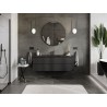 Mexen Rivel meuble de salle de bain 140 cm avec lavabo Otis, 2 tiroirs, rainuré, noir mat - 91A20-14047-2-BFF71-W18M71