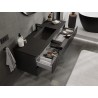 Mexen Rivel meuble de salle de bain 140 cm avec lavabo Otis, 2 tiroirs, rainuré, noir mat - 91A20-14047-2-BFF71-W18M71