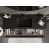 Mexen Rivel meuble de salle de bain 140 cm avec lavabo Otis, 2 tiroirs, rainuré, noir mat - 91A20-14047-2-BFF71-W18M71
