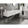 Mexen Rivel meuble de salle de bain 160 cm avec lavabo Otis, 1 tiroir, rainuré, blanc mat - 91A20-16023-1-BF01-W18M01