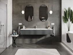 Mexen Rivel meuble de salle de bain 160 cm avec lavabo Otis, 1 tiroir, rainuré, graphite mat/blanc mat -