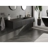 Mexen Rivel meuble de salle de bain 160 cm avec lavabo Otis, 1 tiroir, rainuré, noir mat - 91A20-16023-1-BF71-W18M71