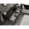 Mexen Rivel meuble de salle de bain 160 cm avec lavabo Otis, 1 tiroir, rainuré, noir mat - 91A20-16023-1-BF71-W18M71