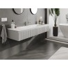 Mexen Rivel meuble de salle de bain 140 cm avec lavabo Vela, 1 tiroir, rainuré, gris mat/blanc mat - 91A20-16023-1-BF62-W23M01