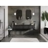 Mexen Rivel meuble de salle de bain 160 cm avec lavabo Vela, 1 tiroir, rainuré, noir mat - 91A20-16023-1-BF71-W23M71