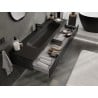 Mexen Rivel meuble de salle de bain 160 cm avec lavabo Vela, 1 tiroir, rainuré, noir mat - 91A20-16023-1-BF71-W23M71