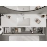 Mexen Rivel meuble de salle de bains 160 cm avec lavabo Otis, 2 tiroirs, rainuré, blanc mat - 91A20-16047-2-BFF01-W18M01