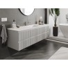Mexen Rivel armoire de salle de bain 160 cm avec lavabo Otis, 2 tiroirs, rainurée, gris mat/blanc mat -