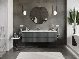 Mexen Rivel meuble de salle de bain 160 cm avec lavabo Otis, 2 tiroirs, rainuré, graphite mat/blanc mat -