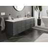 Mexen Rivel meuble de salle de bain 160 cm avec lavabo Otis, 2 tiroirs, rainuré, graphite mat/blanc mat -