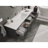 Mexen Rivel meuble de salle de bain 160 cm avec lavabo Otis, 2 tiroirs, rainuré, graphite mat/blanc mat -
