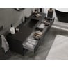 Mexen Rivel meuble de salle de bain 160 cm avec lavabo Otis, 2 tiroirs, rainuré, noir mat - 91A20-16047-2-BFF71-W18M71