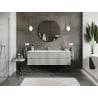 Mexen Rivel armoire de salle de bain 160 cm avec lavabo Vela, 2 tiroirs, rainurée, gris mat/blanc mat -