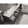 Mexen Rivel Meuble de salle de bain 160 cm avec lavabo Vela, 2 tiroirs, rainuré, graphite mat/blanc mat -