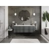 Mexen Rivel Meuble de salle de bain 160 cm avec lavabo Vela, 2 tiroirs, rainuré, graphite mat/blanc mat -