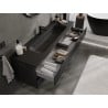 Mexen Rivel meuble de salle de bain 160 cm avec lavabo Vela, 2 tiroirs, rainuré, noir mat - 91A20-16047-2-BFF71-W23M71