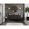 Mexen Rivel meuble de salle de bain 160 cm avec lavabo Vela, 2 tiroirs, rainuré, noir mat - 91A20-16047-2-BFF71-W23M71