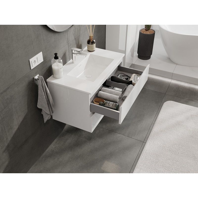 Mexen Orio armoire de salle de bain 80 cm avec lavabo Otis, 2 tiroirs, blanc brillant - 91A10-08047-2-BFF00-W18M00