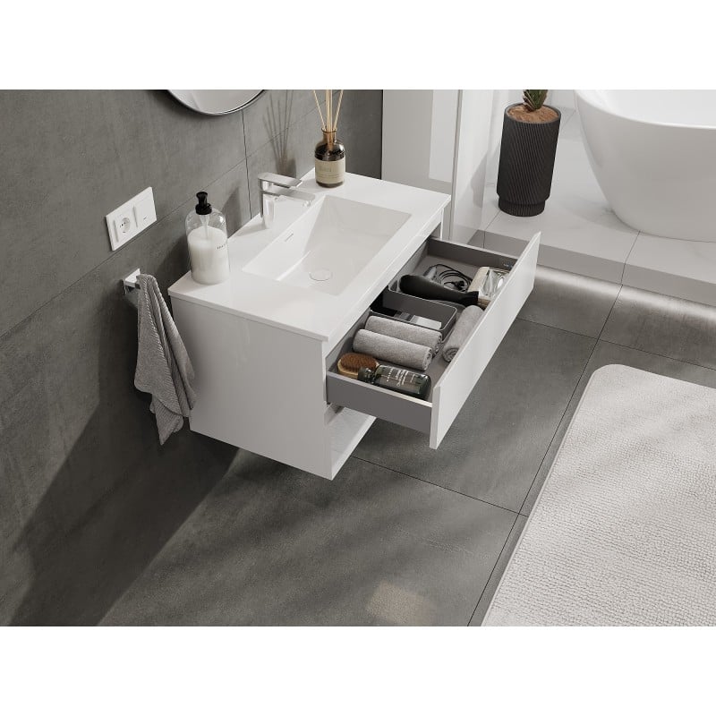 Mexen Orio armoire de salle de bains 80 cm avec lavabo Otis, 2 tiroirs, blanc brillant - 91A10-08047-2-BFF00-W18M00