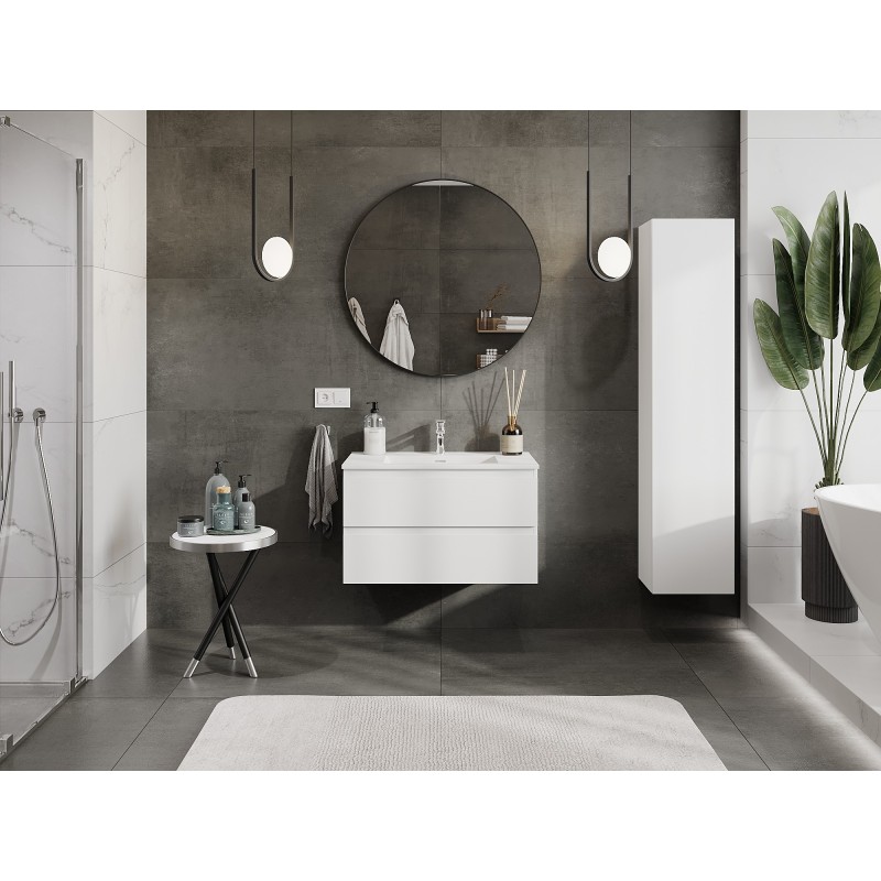 Mexen Orio armoire de salle de bain 80 cm avec lavabo Otis, 2 tiroirs, blanc mat - 91A10-08047-2-BFF01-W18M01