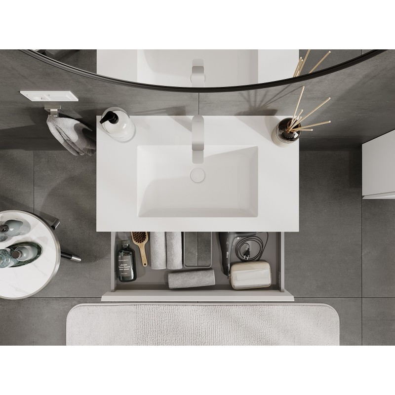 Mexen Orio armoire de salle de bain 80 cm avec lavabo Otis, 2 tiroirs, blanc mat - 91A10-08047-2-BFF01-W18M01