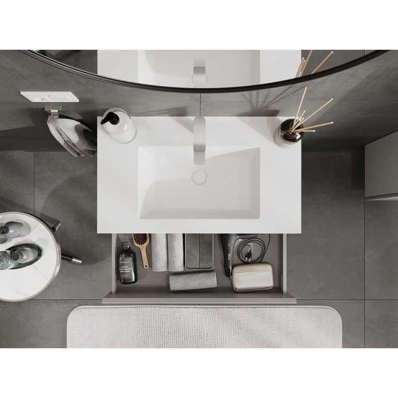 Mexen Orio meuble de salle de bain 80 cm avec lavabo Otis, 2 tiroirs, gris mat/blanc mat - 91A10-08047-2-BFF62-W18M01