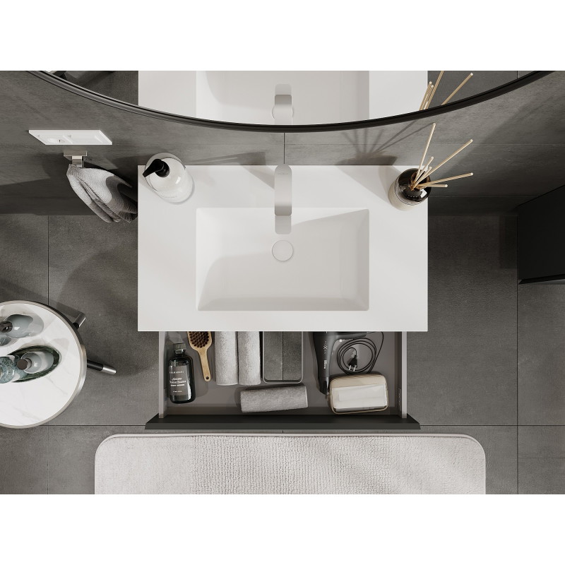 Mexen Orio meuble de salle de bain 80 cm avec lavabo Otis, 2 tiroirs, graphite mat/blanc mat - 91A10-08047-2-BFF66-W18M01