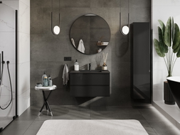 Mexen Orio armoire de salle de bain 80 cm avec lavabo Otis, 2 tiroirs, noir brillant/noir mat - 91A10-08047-2-BFF70-W18M71
