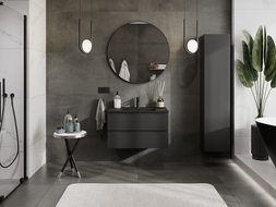 Mexen Orio armoire de salle de bains 80 cm avec lavabo Otis, 2 tiroirs, noir mat - 91A10-08047-2-BFF71-W18M71