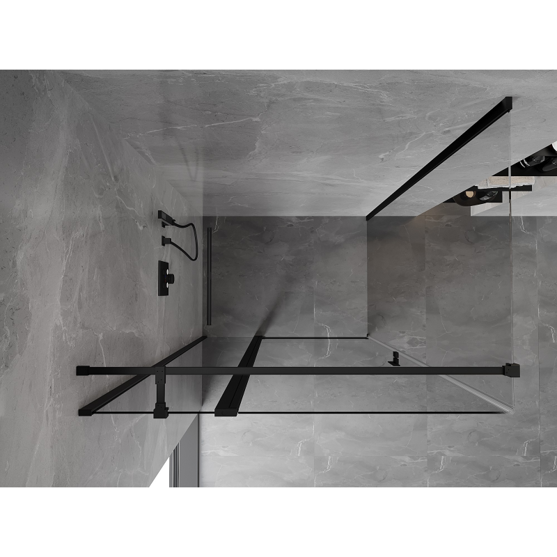 Mexen Mist T cabine de douche battante 115 x 100 cm, transparent, noir - 8A4T-115-100-70-00