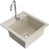 Mexen Vito évier en granit à 1 bac avec robinet de cuisine Telma, beige - 6503-69-670200-00