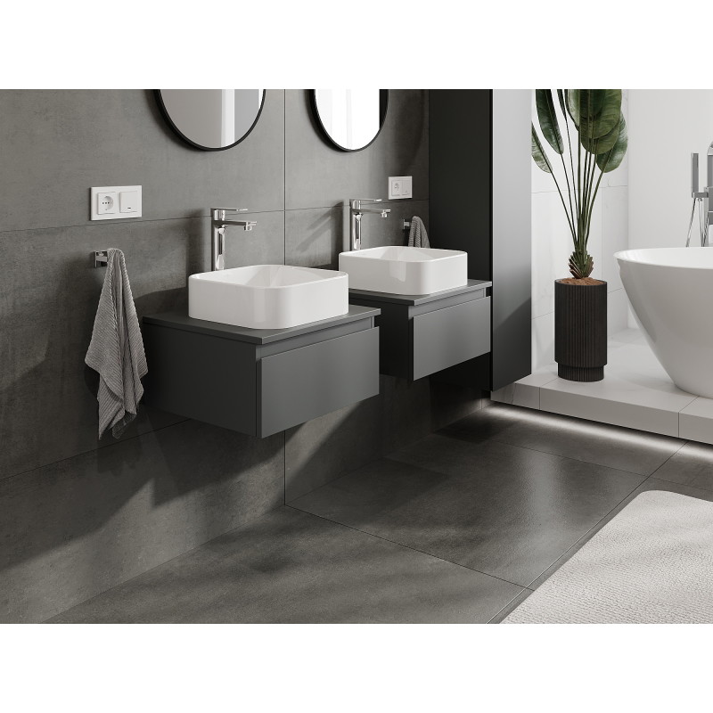 Mexen Orio meuble de salle de bain sous lavabo 50 cm, 1 tiroir, graphite mat- 91A10-05023-1-BF66
