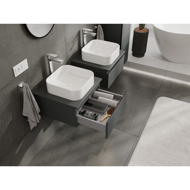 Mexen Orio meuble de salle de bain sous lavabo 50 cm, 1 tiroir, graphite mat- 91A10-05023-1-BF66