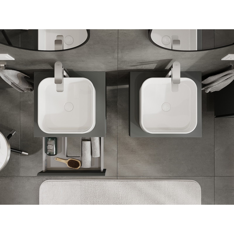 Mexen Orio meuble de salle de bain sous lavabo 50 cm, 1 tiroir, graphite mat- 91A10-05023-1-BF66