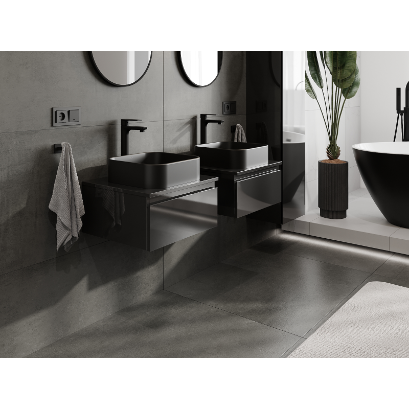 Mexen Orio Meuble bas de salle de bain 50 cm, 1 tiroir, noir brillant - 91A10-05023-1-BF70