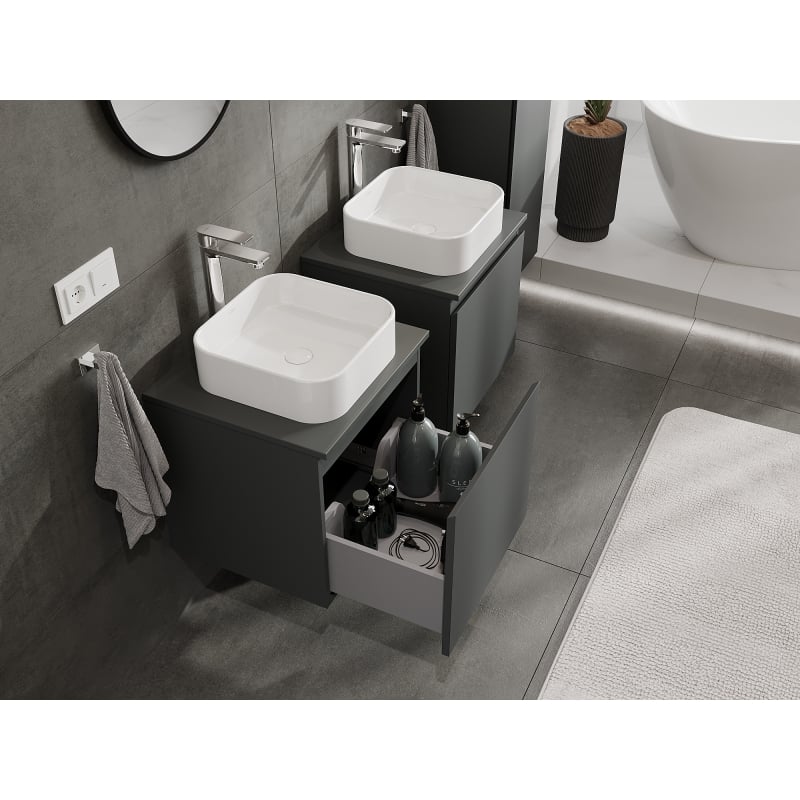 Mexen Orio meuble de salle de bain sous lavabo 50 cm, 1 tiroir, graphite mat - 91A10-05047-1-BF66